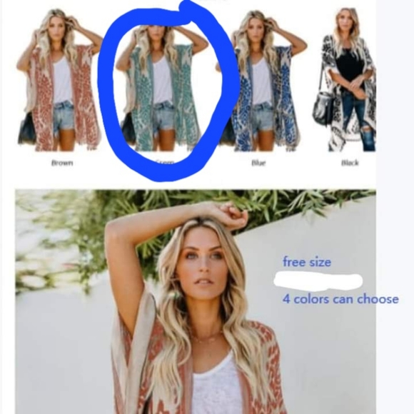 NWOT Terquoise & cream kimono - Picture 1 of 2